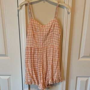 Forever 21 Peach Checkered Strappy Romper